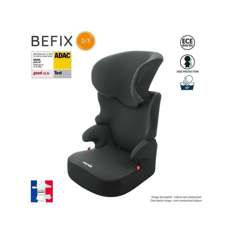Occasion -Rehausseur enfant - NANIA - BEFIX - Groupe 2/3 (15 - 36 kg) - 4 étoiles ADAC - Fabrication franÃ§aise - Noir