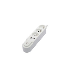 Occasion -CHACON Bloc multiprise avec interrupteur 3 prises 16 A et 2 sorties USB 2 A, cÃ¢ble 1,5 m blanc