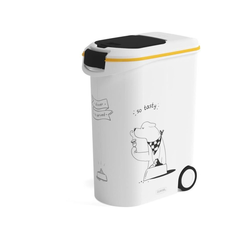Occasion -CURVER Conteneur a croquettes 54 L / 20 kg - Dinner pets - Blanc - 49,3 x 27,8 x 60,5 cm - Pour chien