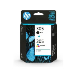 Occasion-HP 305 Pack de 2 Cartouches d'Encre Noire et Trois Couleurs Authentiques
