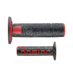 Occasion - Très bon état REVETEMENT POIGNEE DOMINO OFFROAD NOIR / ROUGE A360 CLOSED END 120-123mm (LA PAIRE)