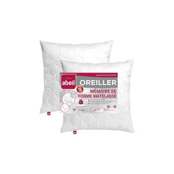 Occasion - Très bon état ABEIL Lot de 2 Oreillers a mÃ©moire de forme matelassÃ©s- 60x60 cm - Blanc