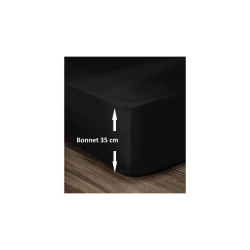 Occasion - Très bon état LOVELY HOME Drap Housse 100% Coton 140x190cm - Bonnet 35cm - Noir