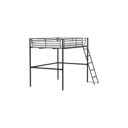 Occasion - Très bon état Lit mezzanine en mÃ©tal ELIOT - Noir - Sommier inclus - 140 x 200 cm