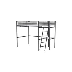 Occasion - Très bon état Lit mezzanine avec bureau en mÃ©tal Ã©poxy - Noir - Sommier inclus - 140x190 cm - OXFORD