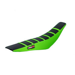 HOUSSE DE SELLE  KAWASAKI KX 85-100  TOP BLACK- SIDE GREEN-STRIPES GREEN