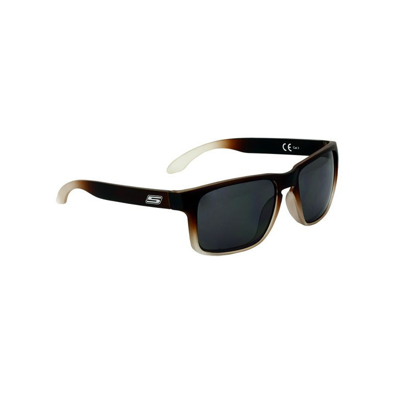 Lunettes De Soleil Marron Mat Nuancé Beige - Verres Fumés Gris Cat. 3 - CE 100% UV Pro