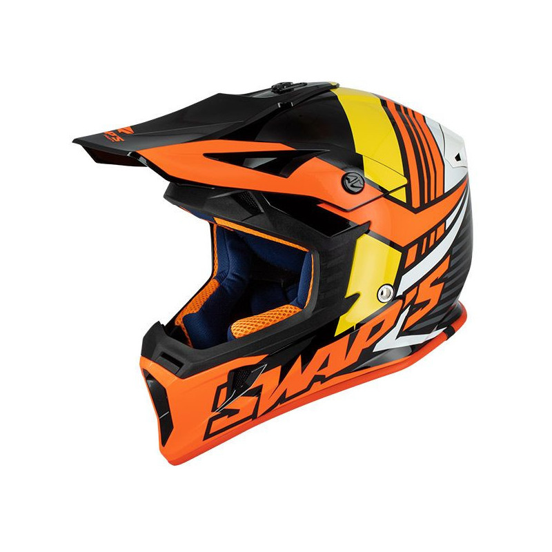 Casque Cross BLUR S818 - Noir/Rouge/Orange Brillant - Taille L