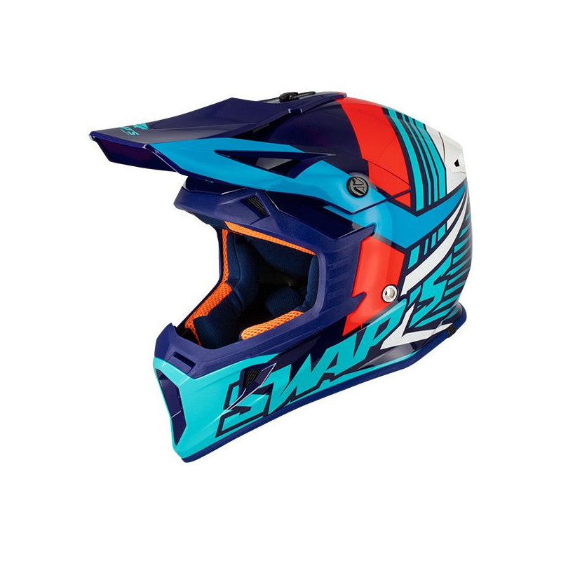 Casque Cross BLUR S818 - Rouge / Bleu Brillant - Taille L