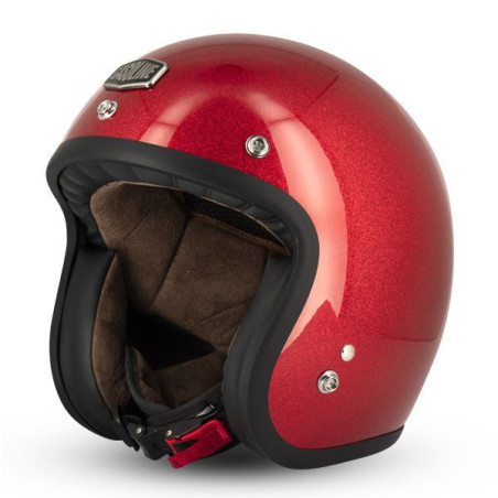 Casque Jet Cafe Racer S250 Rouge Pailleté Brillant - Taille XL