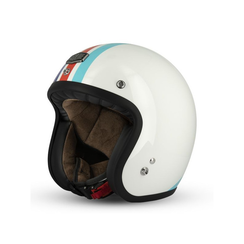 Casque Jet Cafe Racer S250 Blanc / Bleu / Rouge Brillant - Taille XL