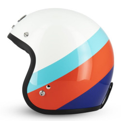 Casque Jet Cafe Racer S250 Blanc / Bleu ciel / Rouge  Brillant - Taille S