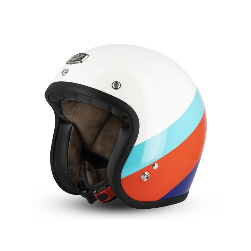 Casque Jet Cafe Racer S250 Blanc / Bleu ciel / Rouge  Brillant - Taille XL