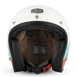 Casque Jet Cafe Racer S250 Blanc / Bleu ciel / Rouge  Brillant - Taille XL