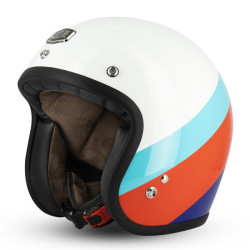Casque Jet Cafe Racer S250 Blanc / Bleu ciel / Rouge  Brillant - Taille XXL