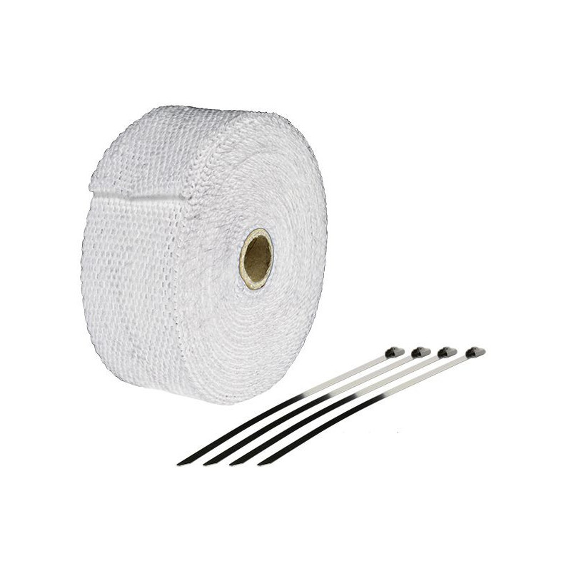 Bande Thermique échappement 10M Blanche + 4 Fixations Largeur: 50mm - Ep: 1,5mm