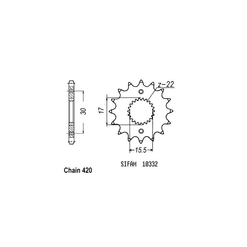 Pignon Honda - 80 Cr 1986-2001 - 420 - 14 Dents - Similaire JTF1256