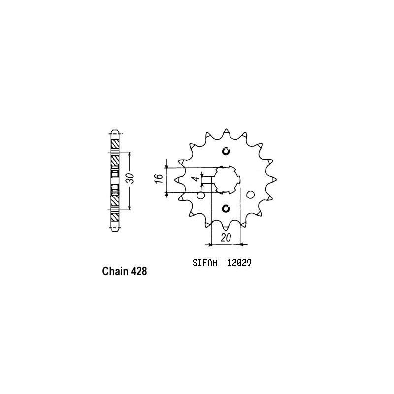 Pignon Kmx 125 1986-1998 - Ar 125 1982-1993 - 428 - 13 Dents - Similaire JTF417