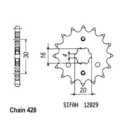 Pignon Kmx 125 1986-1998 - Ar 125 1982-1993 - 428 - 13 Dents - Similaire JTF417