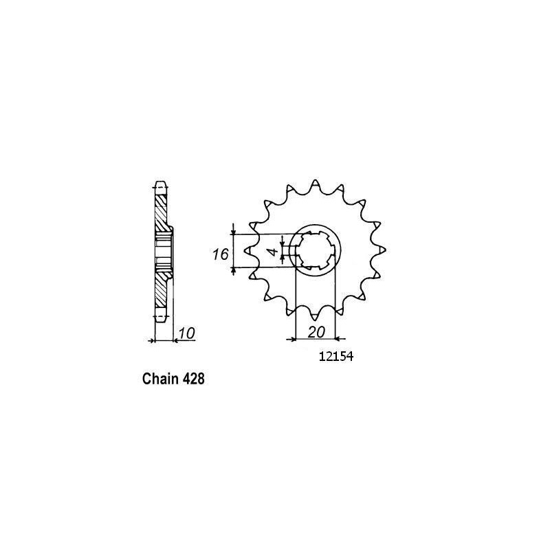 Pignon Gz 125 Marauder 1998 - 428 - 15 Dents - Similaire JTF410