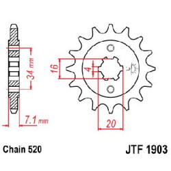 Pignon KTM - 520 - 14 Dents - Similaire JTF1903 - Made in Germany